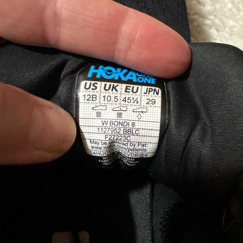 HOKA One One Bondi 8 Women’s 12 Triple Black Running Shoes Cushioned Trainer - Picture 11 of 12
